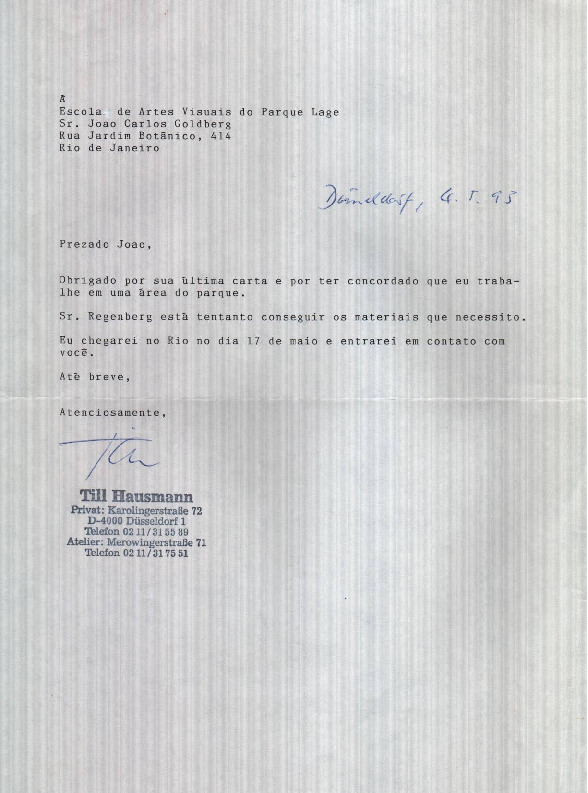 [Carta de agradecimento pelo espaço cedido para apresentação do